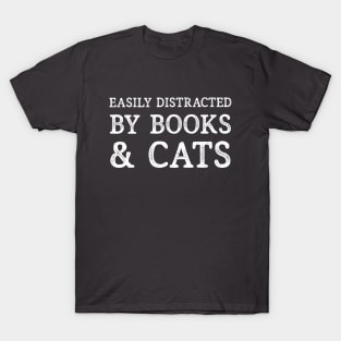 easily distracted by cats and books, summer top, kitten lover T-Shirt